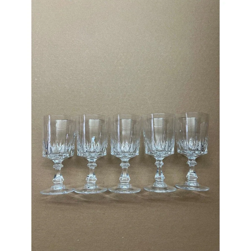 5 Crystal Cordial Glasses Vintage Stemware - Cristal d'Arque - no chips
